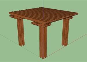 某现代木条镂空廊架设计SU(草图大师)模型