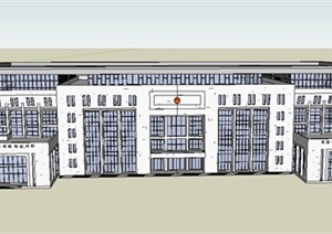 现代多层政府办公楼建筑设计SU(草图大师)模型