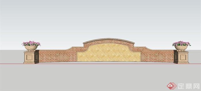 某欧式弧形景墙设计SU模型(3)