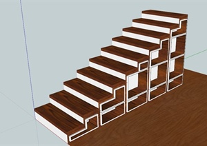 室内架空储物楼梯设计SU(草图大师)模型