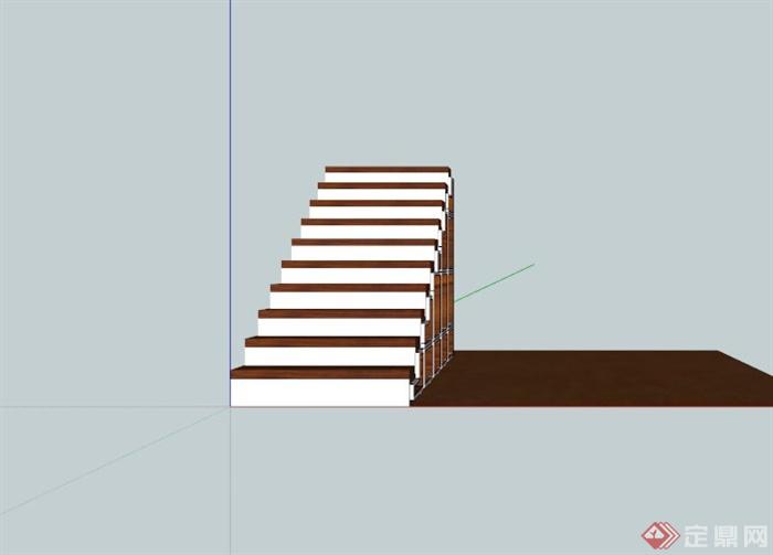 室内架空储物楼梯设计SU模型(3)