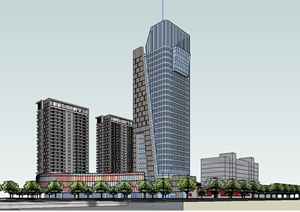 商业综合楼建筑设计SU(草图大师)模型
