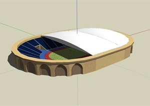 某现代风格张拉膜体育场馆建筑设计SU(草图大师)模型