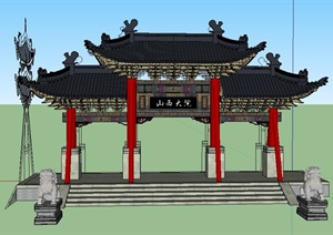 古典中式牌楼建筑设计SU(草图大师)模型