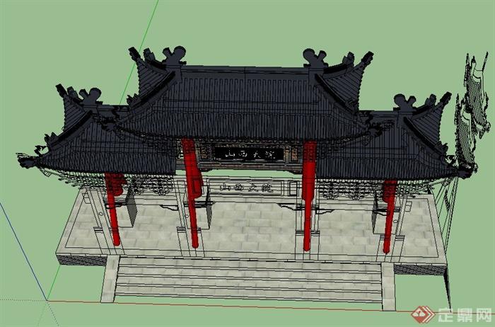 古典中式牌楼建筑设计SU模型(4)