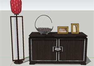 室内木质边柜地灯设计SU(草图大师)模型