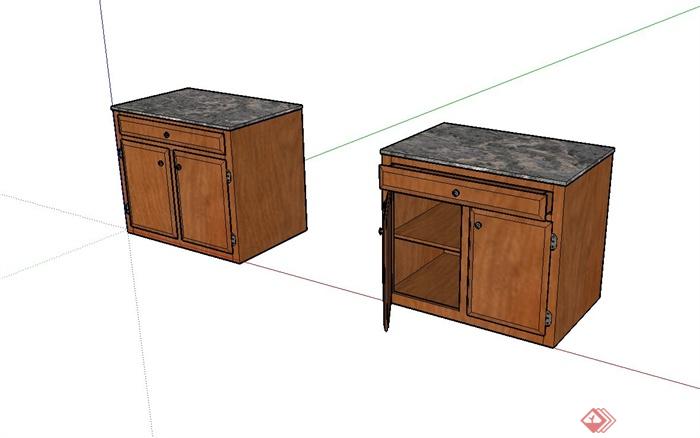 某现代木质柜子设计su模型(1)