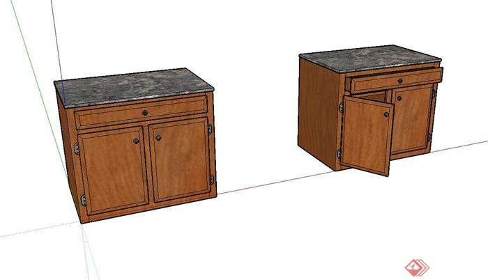 某现代木质柜子设计su模型(2)