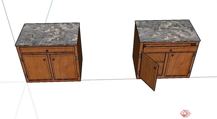 某现代木质柜子设计su模型(3)