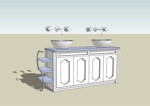 某现代室内洗溯台柜子设计SU(草图大师)模型