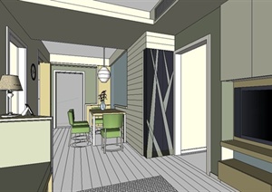 某现代小户型住宅空间设计SU(草图大师)模型
