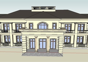 新古典风格两层别墅会所建筑设计SU(草图大师)模型