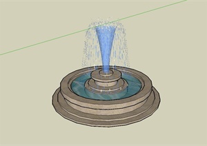 某现代公园喷泉水景设计SU(草图大师)模型