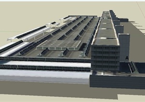 现代某多层工业建筑与厂房建筑设计SU(草图大师)模型