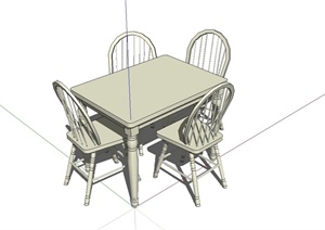 现代风格室内餐厅桌椅设计SU(草图大师)模型