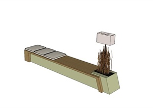 室内现代长凳设计SU(草图大师)模型