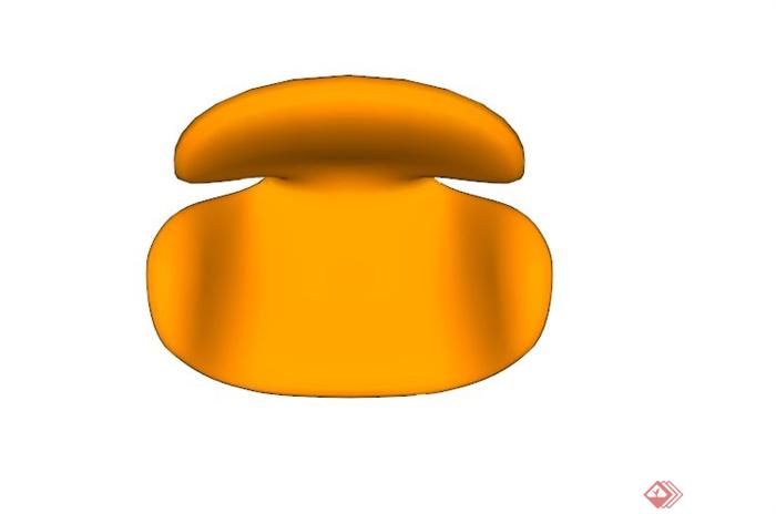 现代橙色带滑轮椅子SU模型(2)