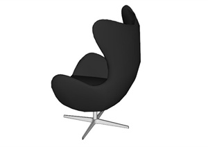 黑色现代时尚沙发椅SU(草图大师)模型