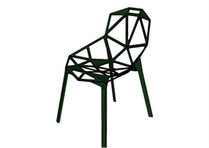 现代绿色镂空折线椅子SU(草图大师)模型