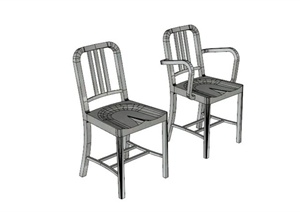 两个简约石材椅子设计SU(草图大师)模型