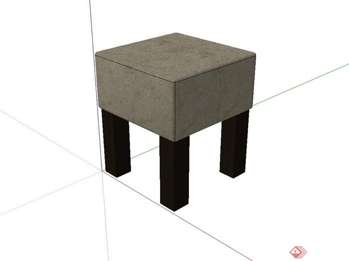 现代四角坐凳设计su模型(1)