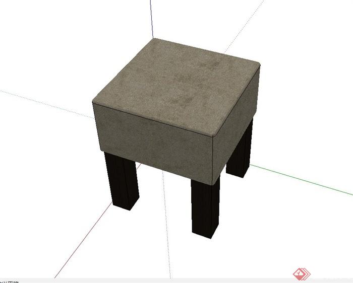 现代四角坐凳设计su模型(2)