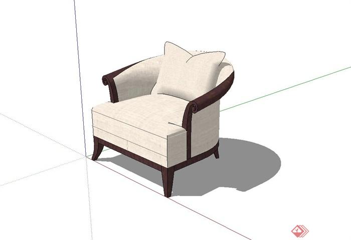 某现代室内沙发椅设计su模型(1)