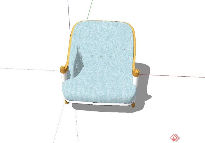 欧式沙发椅设计su模型(3)
