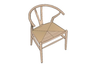 现代浅色木材椅子SU(草图大师)模型