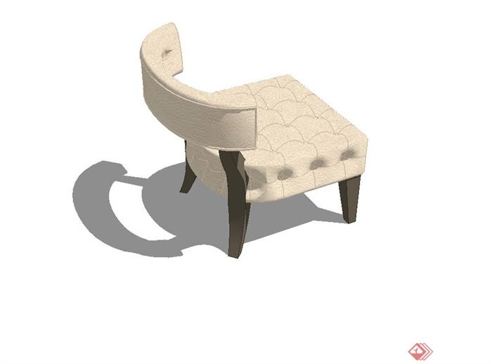 现代皮质沙发椅设计su模型(3)