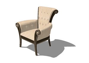 某欧式扶手沙发椅设计SU(草图大师)模型