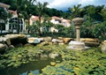 水池,水池景观,自然石驳岸,景观柱