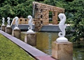 雕塑水池,石廊架,园路