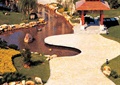 卵石水池,喷泉水池,亭子,园路