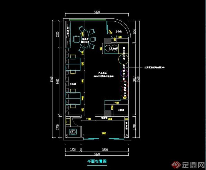 某现代中央空调室内展厅设计cad施工图含效果图(2)