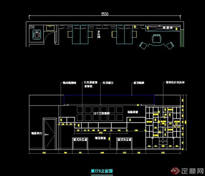 某现代中央空调室内展厅设计cad施工图含效果图(4)