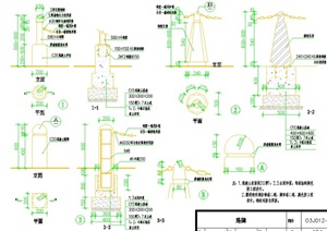 多个路障设计CAD详图