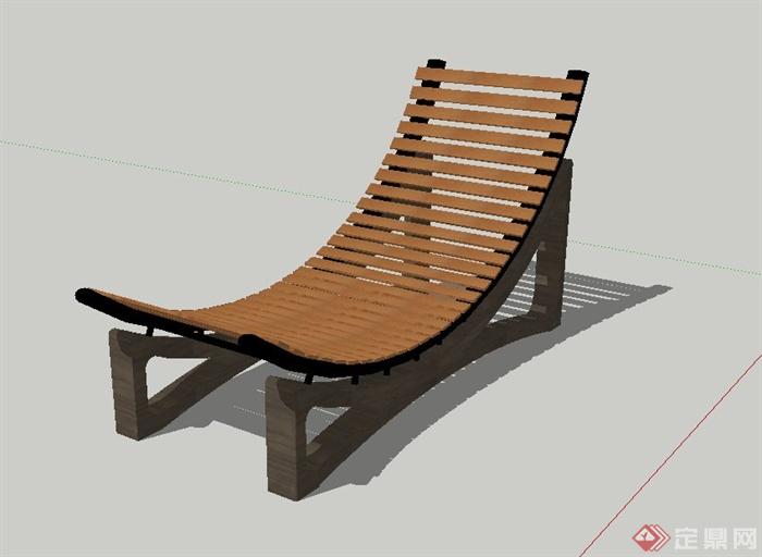 室外木质弧形躺椅设计SU模型(1)