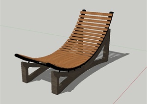 室外木质弧形躺椅设计SU(草图大师)模型