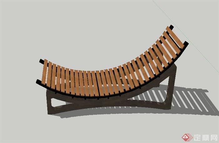 室外木质弧形躺椅设计SU模型(2)