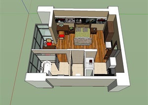 某现代风格单身住宅室内装饰设计SU(草图大师)模型