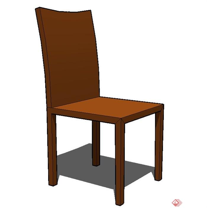单人木质椅子黄色椅子设计SU模型(1)