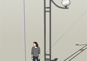 现代园林景观节点两头路灯设计SU(草图大师)模型