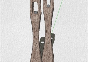 两个木质灯柱设计SU(草图大师)模型