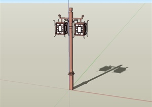 古典中式庭院景观灯柱设计SU(草图大师)模型