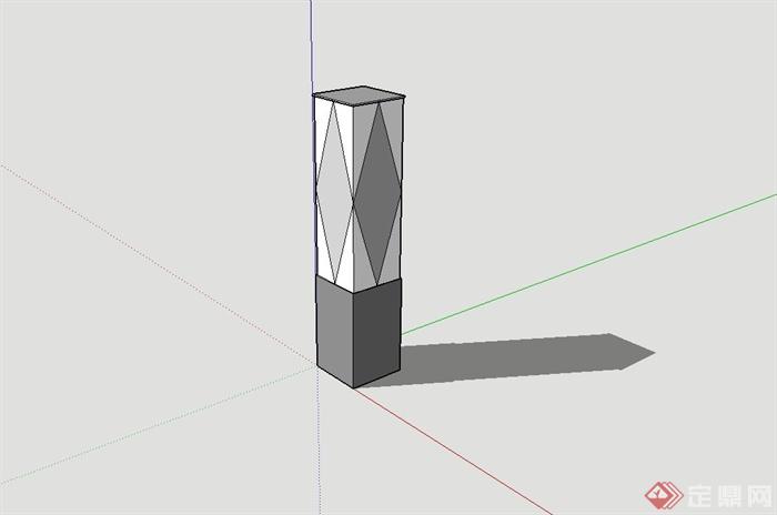 现代正方体景观灯柱设计su模型(1)