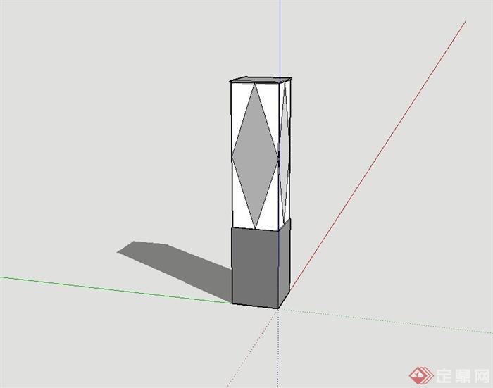 现代正方体景观灯柱设计su模型(2)
