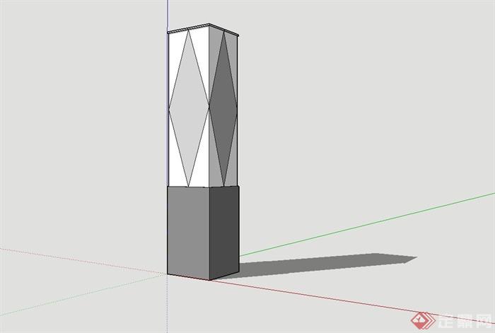 现代正方体景观灯柱设计su模型(3)