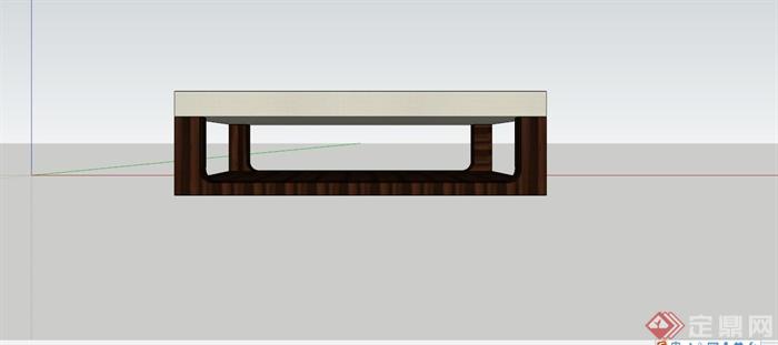 现代深色木材拼接茶几SU模型(3)