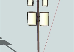 双排灯头园林景观庭院灯设计SU(草图大师)模型